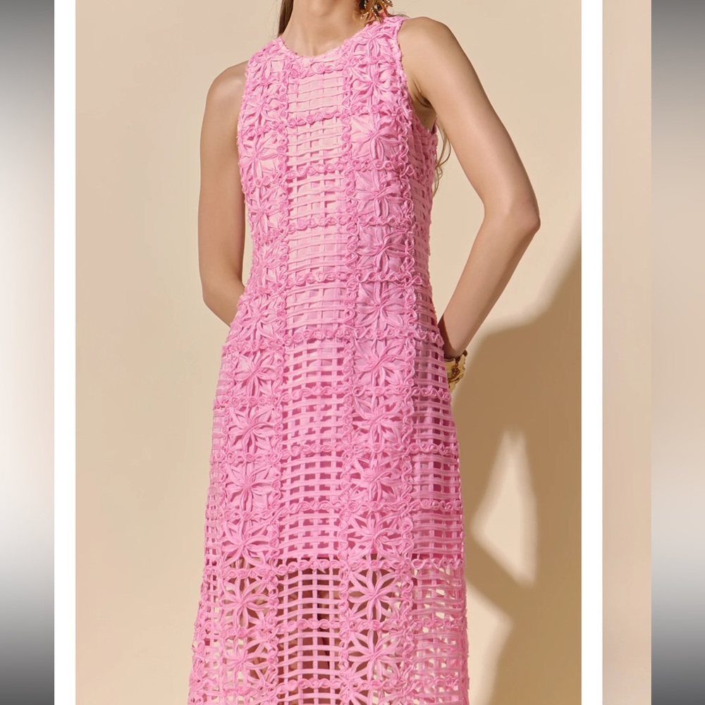 Endless Rose Pink Crochet Midi Dress - Picture 2 of 3